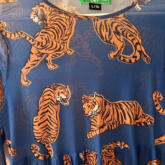 Blue Tiger Print Maxi Dress - Picture 3 of 4